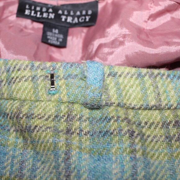 Ellen Tracy Linda Allard Vintage Plus Wool Lined Plaid Suit Size 14 - Picture 11 of 11